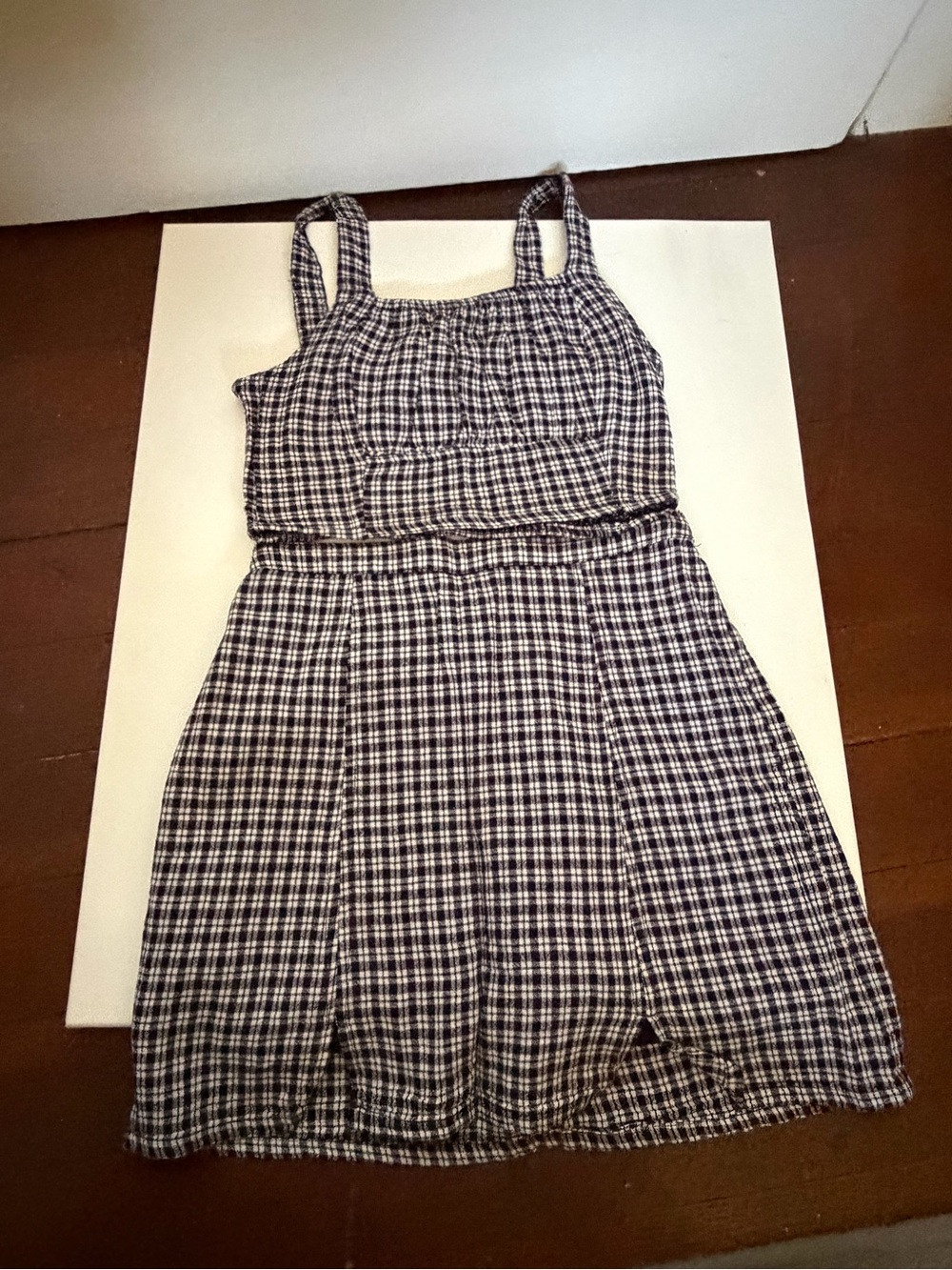 Japna Black and White Gingham High-Waist Shorts Set